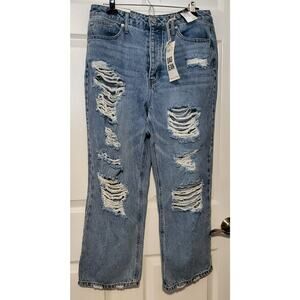 Rue21 Vanilla Star Denim Dad Jeans Distressed Juniors Size 13